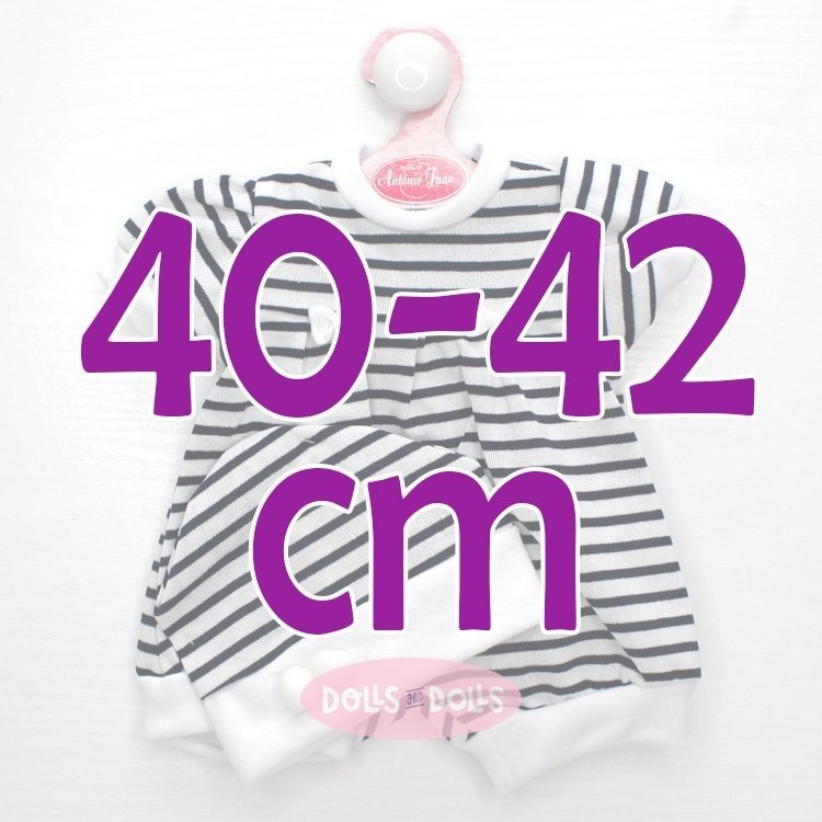 Outfit für Antonio Juan Puppe 40-42 cm - Weißer-marine Strampler mit Mütze