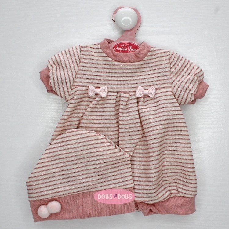 Outfit für Antonio Juan Puppe 40-42 cm - Rosa gestreifter Strampler mit Mütze