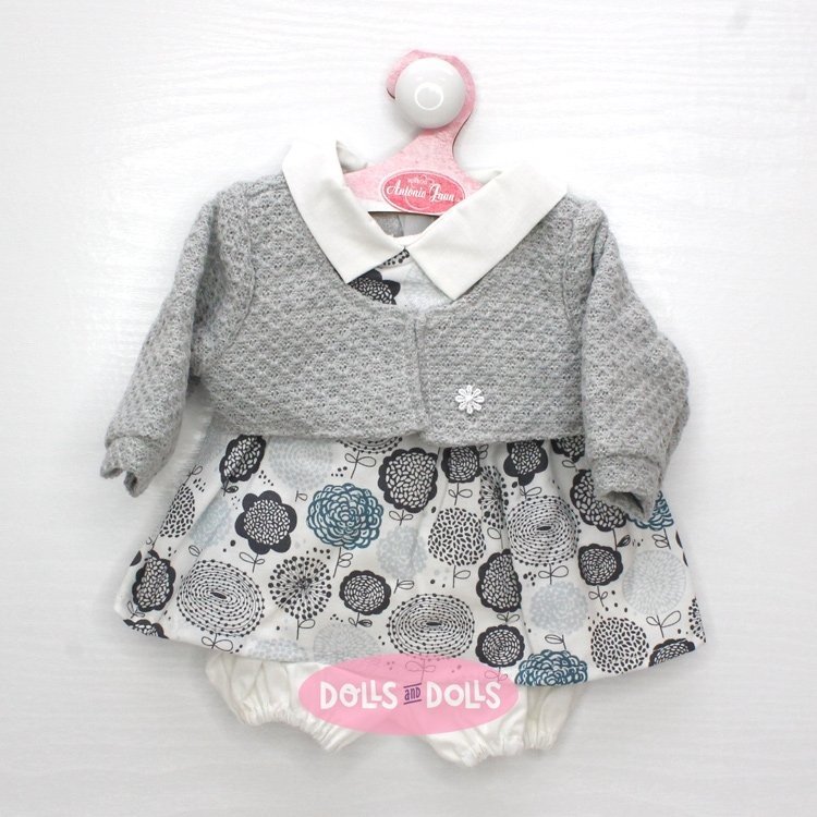 Outfit für Antonio Juan Puppe 40-42 cm - Blumenkleid mit grauer Jacke