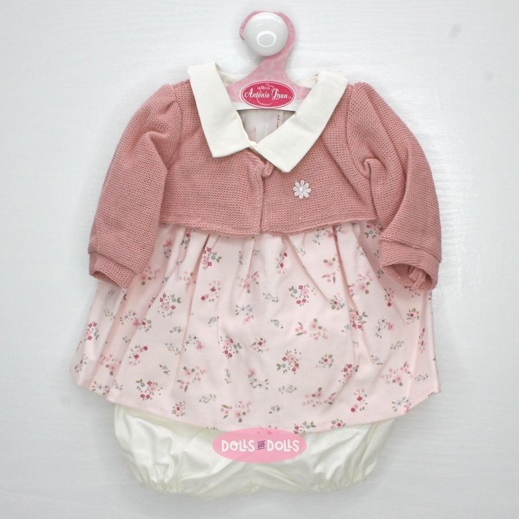 Outfit für Antonio Juan Puppe 40-42 cm - Rosa geblümtes Kleid mit Jacke