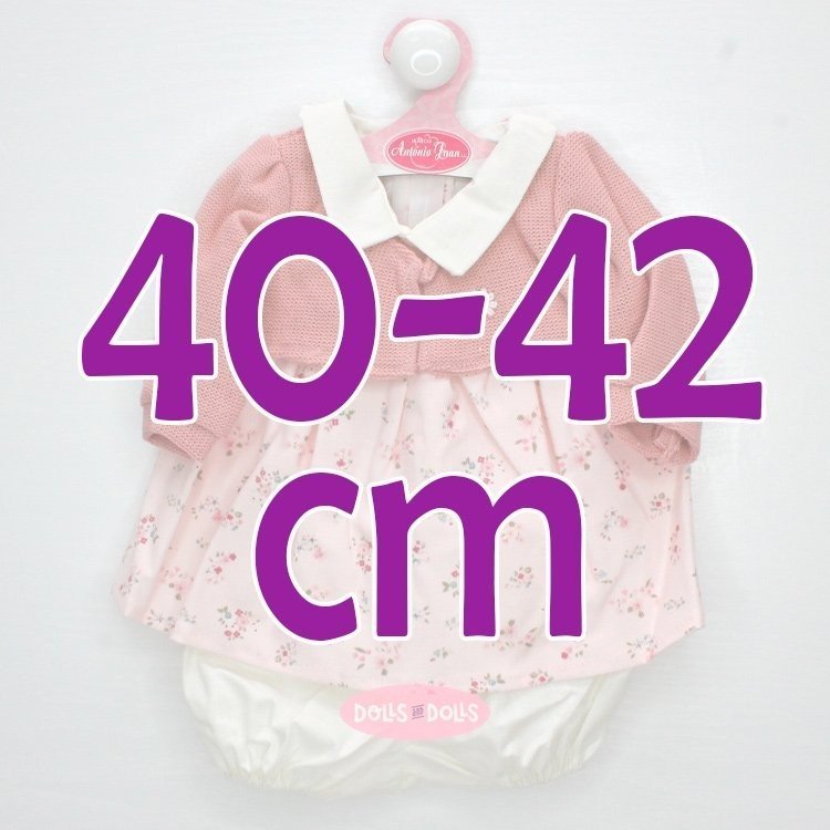 Outfit für Antonio Juan Puppe 40-42 cm - Rosa geblümtes Kleid mit Jacke