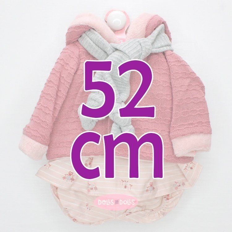 Outfit für Antonio Juan Puppe 52 cm - Mi Primer Reborn Collection - Pinkes Outfit mit Jacke und Schal