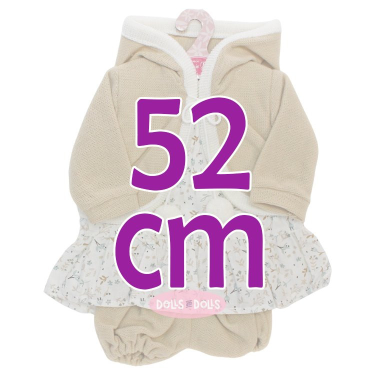 Outfit für Antonio Juan Puppe 52 cm - Mi Primer Reborn Collection - Beiges Ensemble mit Jacke