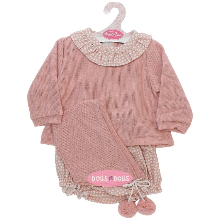 Outfit für Antonio Juan Puppe 52 cm - Mi Primer Reborn Collection - Rosa Set mit Herzchen und Mütze