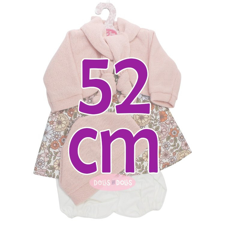 Outfit für Antonio Juan Puppe 52 cm - Mi Primer Reborn Collection - Blumenkleid mit Jacke, Schal und Mütze