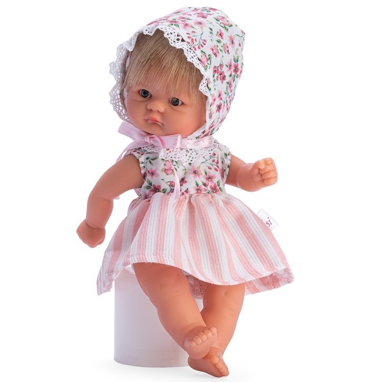 Así Puppe 20 cm - Bomboncín mit Blume und gestreiftem Kleid