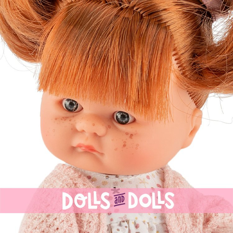 Así Puppe 20 cm - Bomboncín mit gemustertem Kleid und rosa Jacke