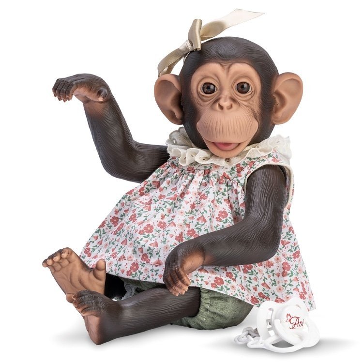 Así Tierpuppe 32 cm - Lola der Schimpanse mit Blumenset