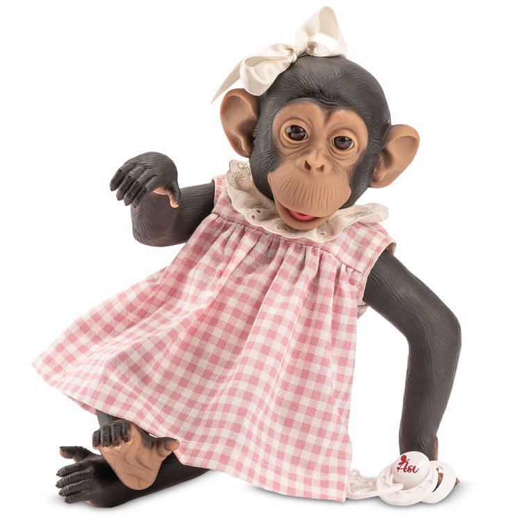 Así Tierpuppe 32 cm - Lola der Schimpanse mit Kleid aus der Kollektion Patricia