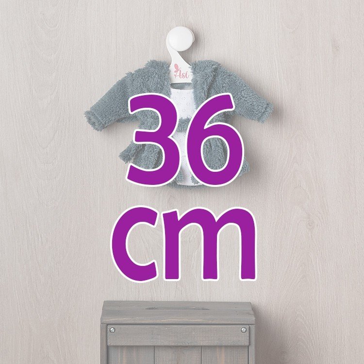 Outfit für Así Puppe 36 cm - Blauer Bademantel mit weißer Unterwäsche für Alex Puppe