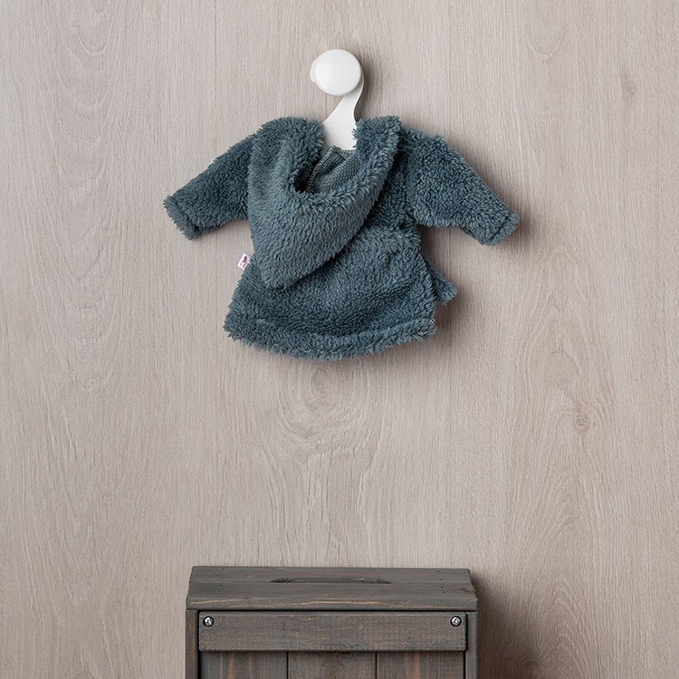 Outfit für Así Puppe 36 cm - Blauer Bademantel mit weißer Unterwäsche für Alex Puppe