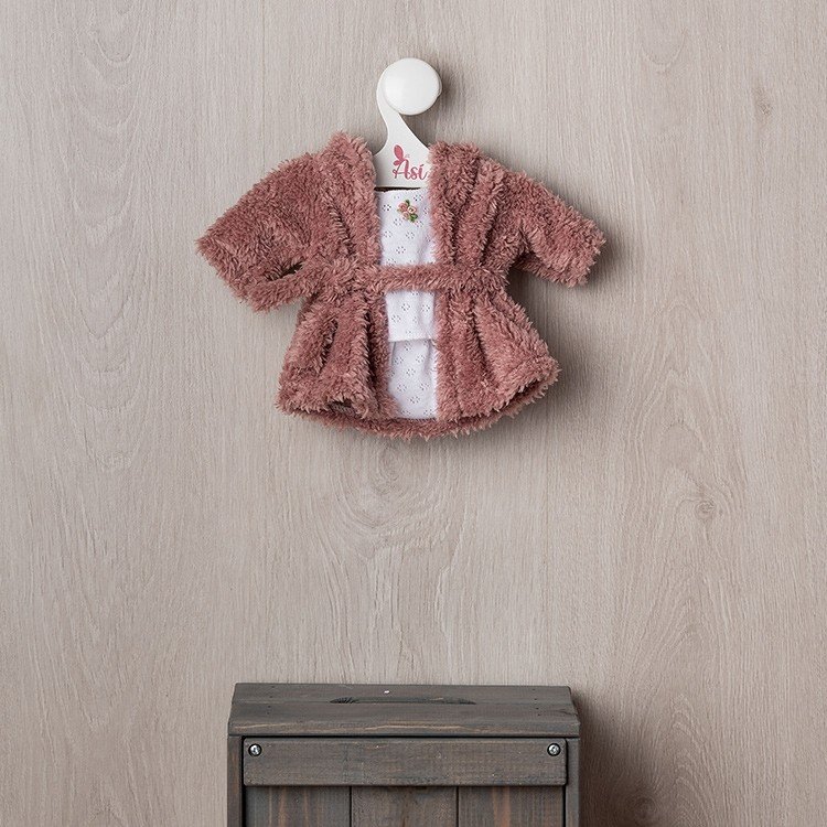 Outfit für Así Puppe 36 cm - Rosa Bademantel mit weißer Unterwäsche für Alex Puppe