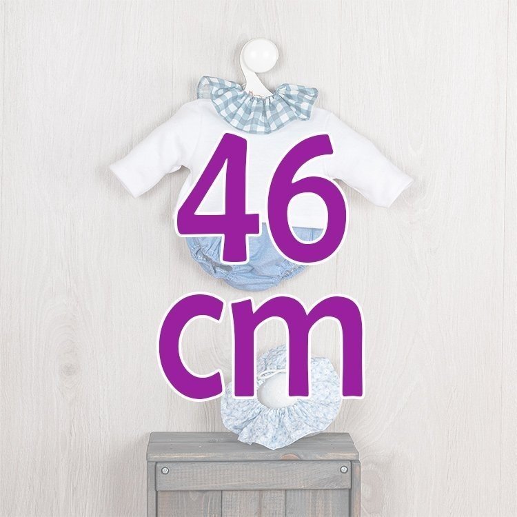 Outfit für Así-Puppe 46 cm - Denim-Polo-Set und T-Shirt mit blauem Kragen Leo-Puppe