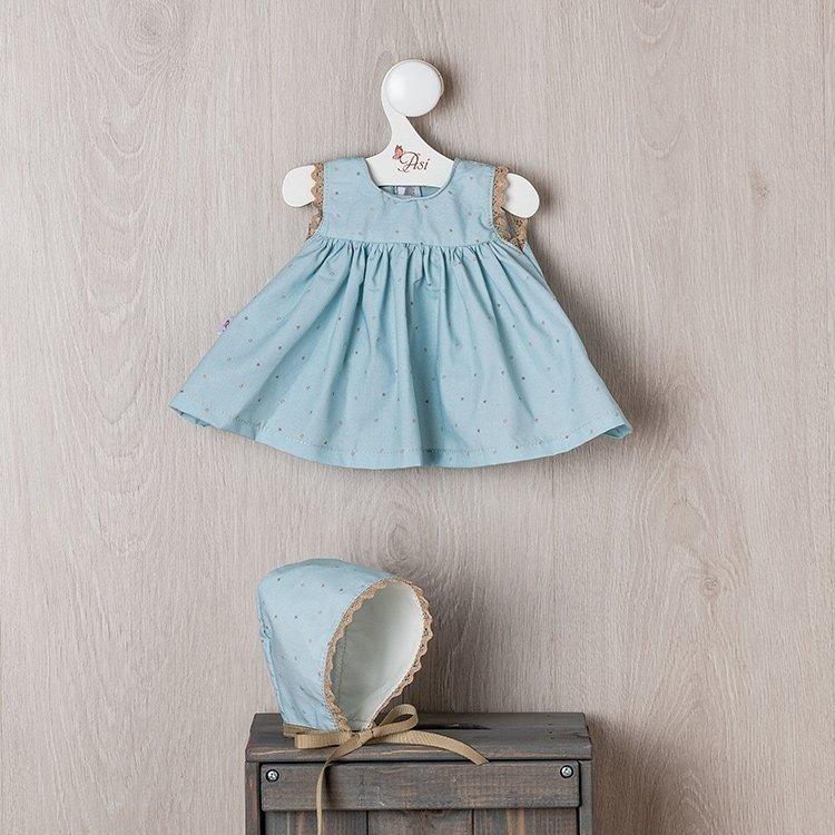 Outfit für Así Puppe 43 cm - Sternenkleid mit blauem Hintergrund für María Puppe