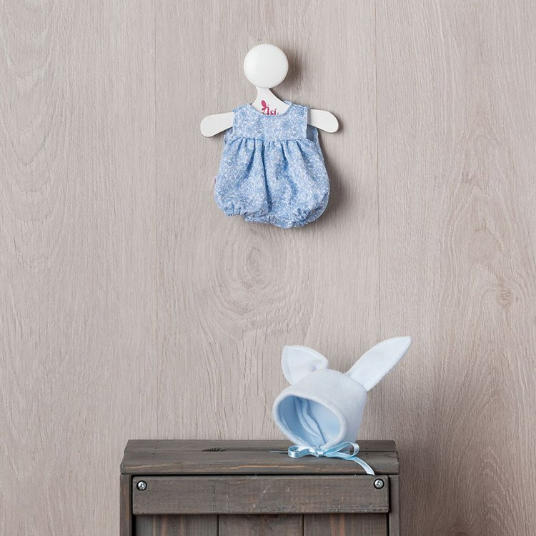 Outfit für Así-Puppe 20 cm - Strampler mit blauen Blumen für Nico-Puppe