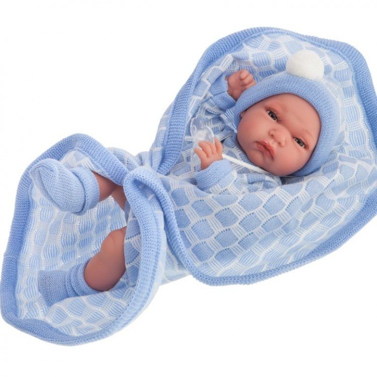 Antonio Juan Puppe 33 cm - Baby Tonet Junge mit blauer Decke