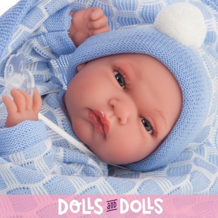 Antonio Juan Puppe 33 cm - Baby Tonet Junge mit blauer Decke