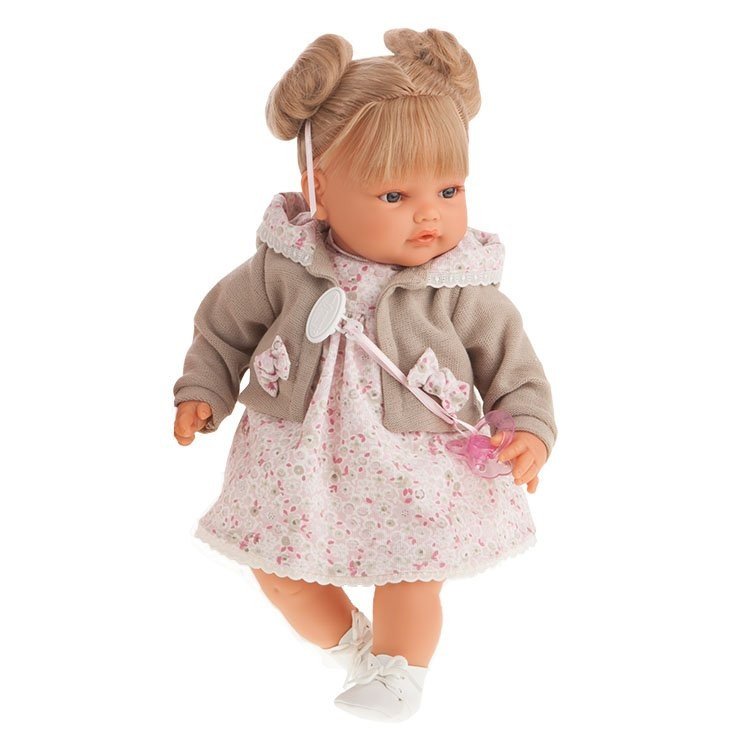 Antonio Juan Puppe 42 cm - Beni zwei Zöpfe mit brauner Jacke