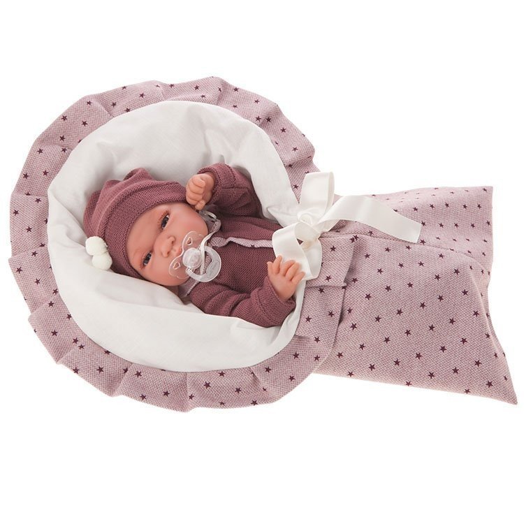 Antonio Juan Puppe 33 cm - Baby Tonet mit lila Decke