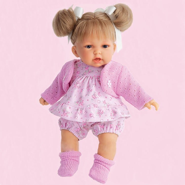 Antonio Juan Puppe 27 cm - Hellrosa Petit Blonde mit Zöpfen