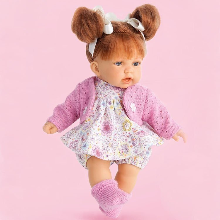 Antonio Juan Puppe 27 cm - Kräftige rosa Petit Rothaarige Zöpfe