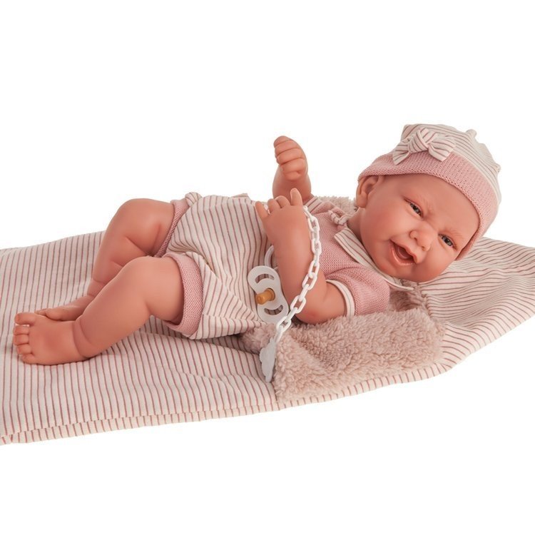 Antonio Juan Puppe 42 cm - Neugeborenes Mädchen Carla mit Schlafsack