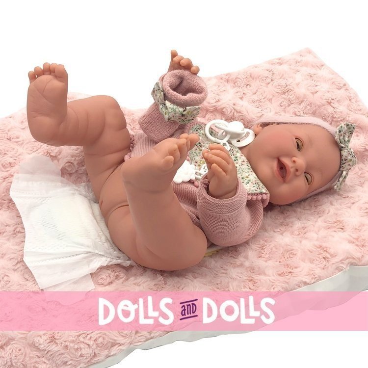 Antonio Juan Puppe 42 cm - Neugeborenes Mia Pee mit Lätzchen