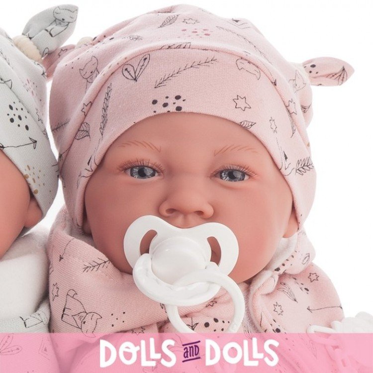 Antonio Juan Puppe 40 cm - Born with pink Strampler Winteroverall