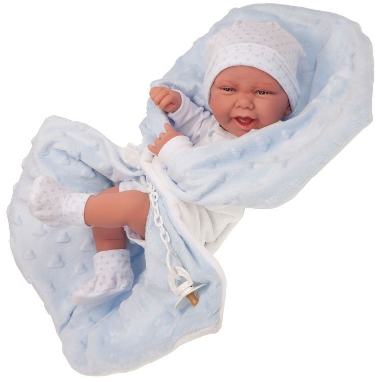 Antonio Juan Puppe 42 cm - Neugeborener Junge Carlo mit Decke