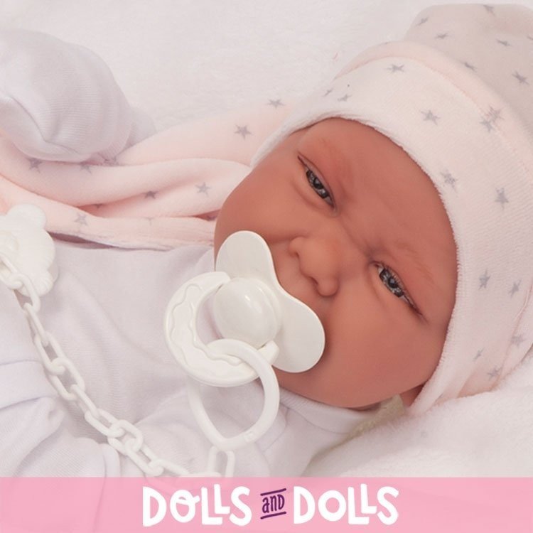 Antonio Juan Puppe 42 cm - Neugeborenes Mädchen Carla mit Kissen