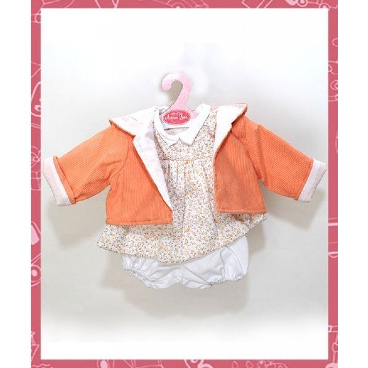 Antonio Juan Puppenoutfit - Blumenkleid mit Lachsjacke 40-42 cm