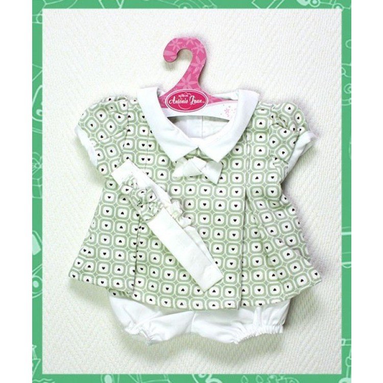 Vestido cuadrados corazones con diadema 40-42 cm