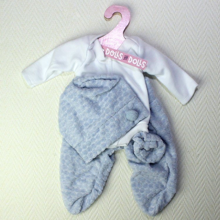 Antonio Juan - Body lange Ärmel, Leggings, Mütze und Fäustlinge - blau-weiß 33-34 cm