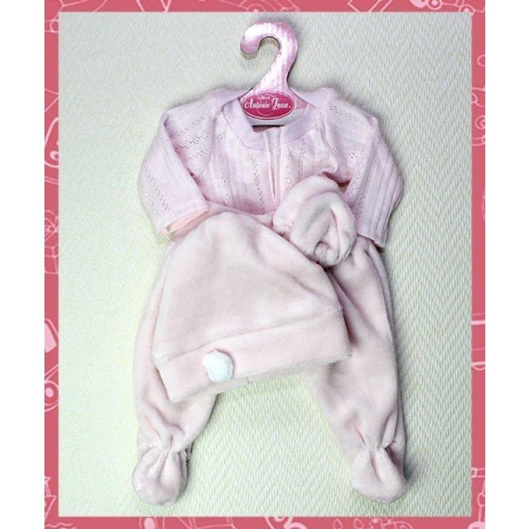 Conjunto rosa de polainas camiseta gorro y manoplas 33-34 cm