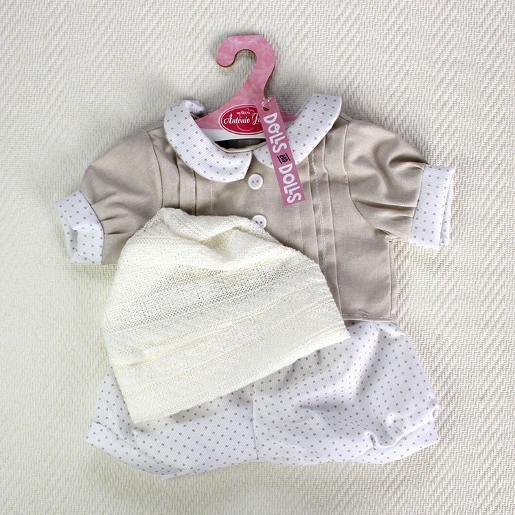 Beige-Set mit Flecken mit Ecru-Hut 40-42 cm