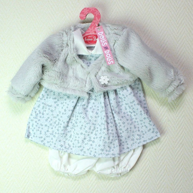 Graues Kleid mit Blumen mit grauer Jacke 40-42 cm