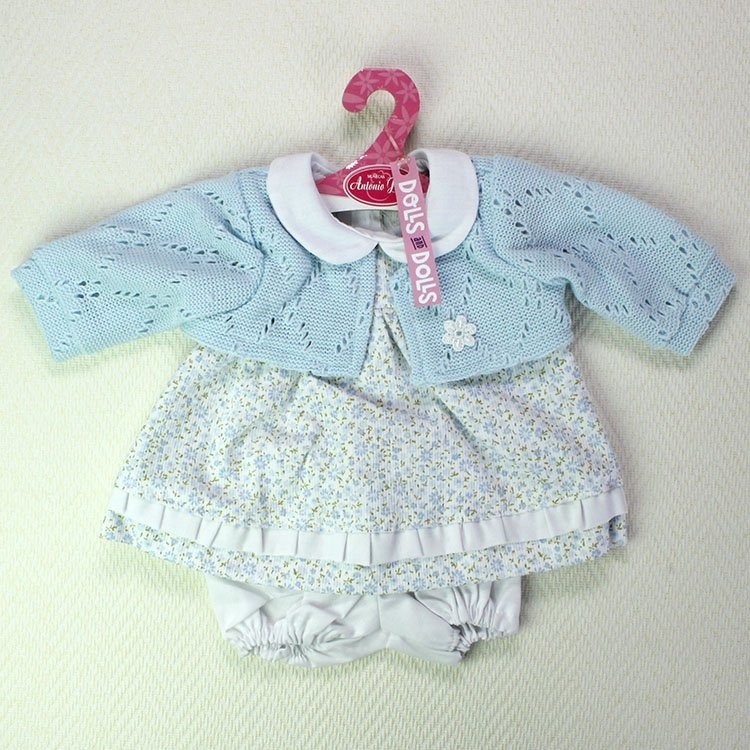 Kleid mit blauen Blumen und blauer Jacke 40-42 cm