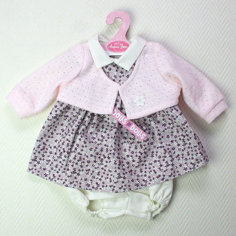 Antonio Juan - Kleid lila Blumen mit rosa durchbrochener Jacke 40-42 cm