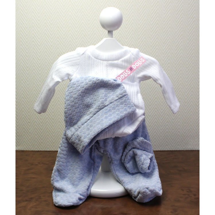 Antonio Juan - Body lange Ärmel, Leggings, Mütze und Fäustlinge - blau-weiß 40-42 cm