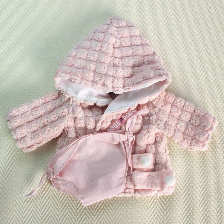 Antonio Juan Puppenoutfit - Rosa Bademantel mit Kapuze, Höschen und Socken 40-42 cm