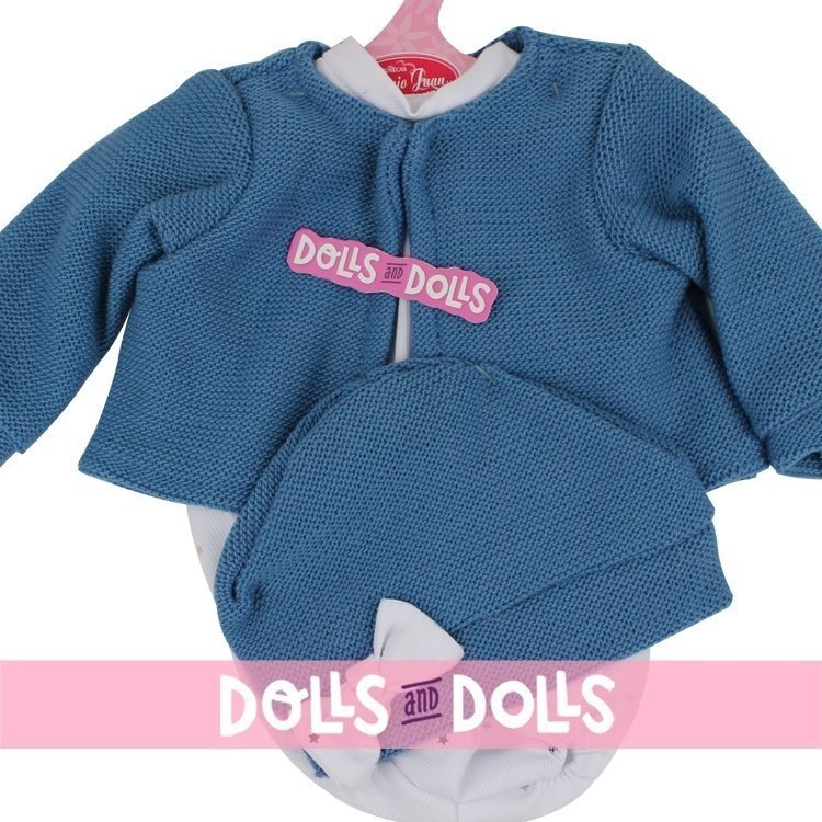 Antonio Juan Puppe Outfit 40-42 cm - Blauer Strampler mit Sternenmuster mit Hut und Jacke