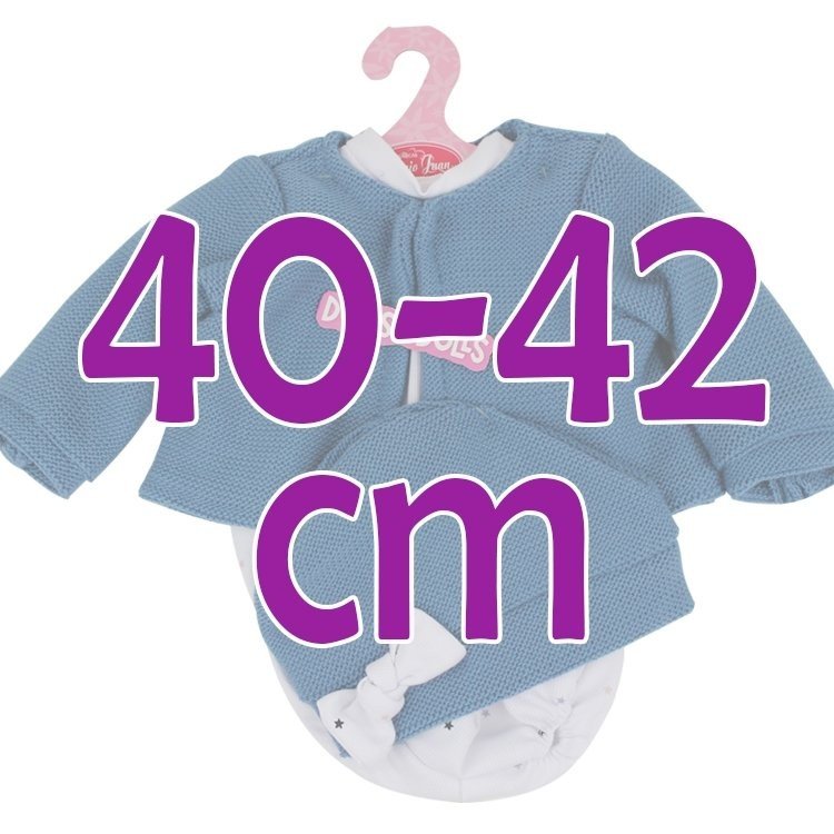 Antonio Juan Puppe Outfit 40-42 cm - Blauer Strampler mit Sternenmuster mit Hut und Jacke