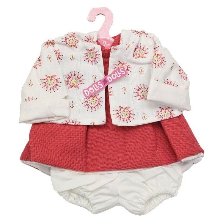 Outfit für Antonio Juan Puppe 40-42 cm - Pinkes Kleid mit bedruckter Jacke