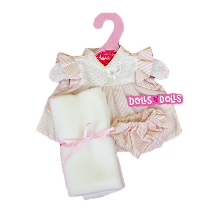 Antonio Juan Puppenoutfit 26-27 cm - Rosa Streifen- und Punkte-Outfit mit Decke