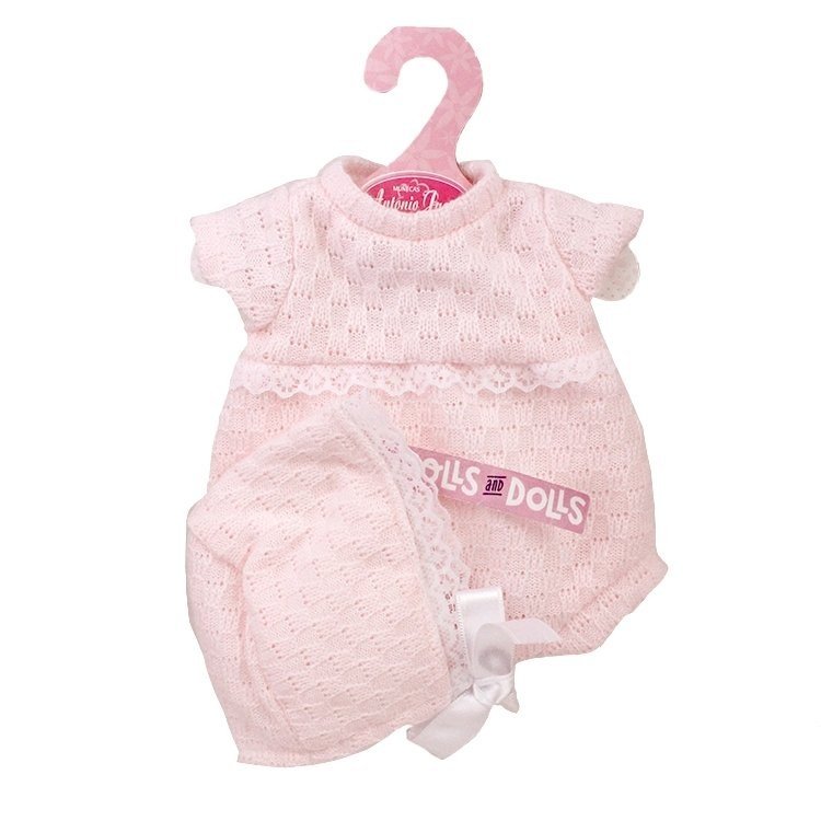 Antonio Juan Puppe Outfit 33-34 cm - Gestickter rosa Strampler mit Hut
