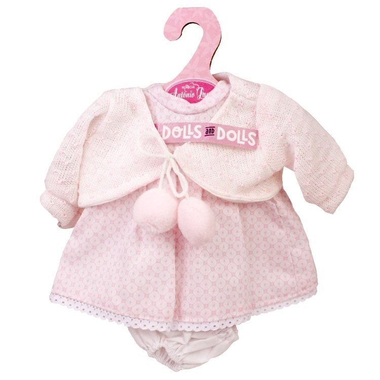 Antonio Juan Puppenoutfit 33-34 cm - Rosa bedrucktes Kleid mit genähter Jacke
