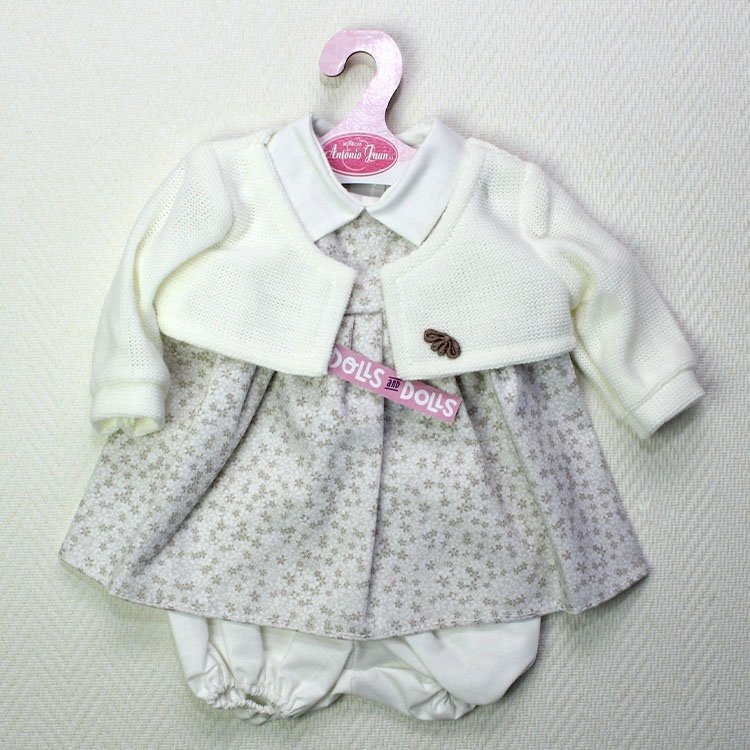 Antonio Juan Puppenoutfit - Blumenkleid mit beiger Jacke 40-42 cm