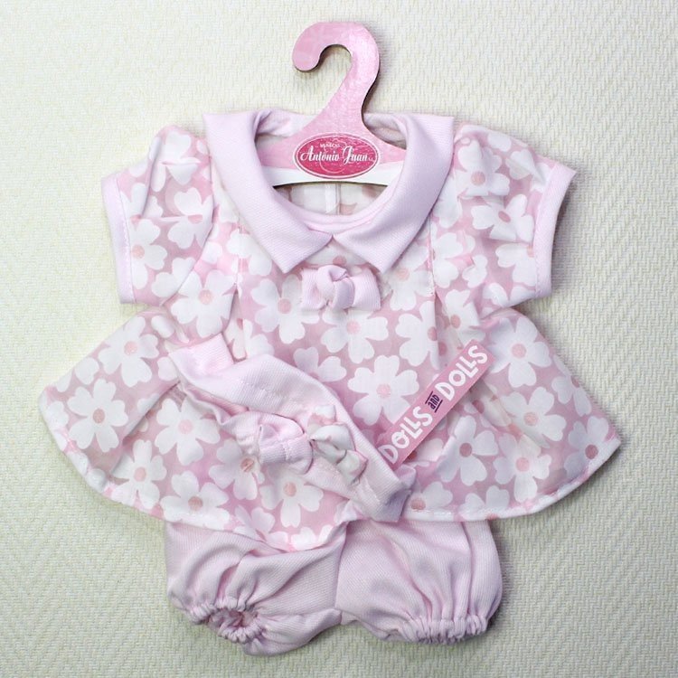 Antonio Juan Puppenoutfit - Rosa Kleid mit Blumen und Stirnband 40-42 cm