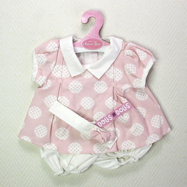 Antonio Juan Puppenoutfit - Rosa Kleid mit Tupfen und Stirnband 40-42 cm