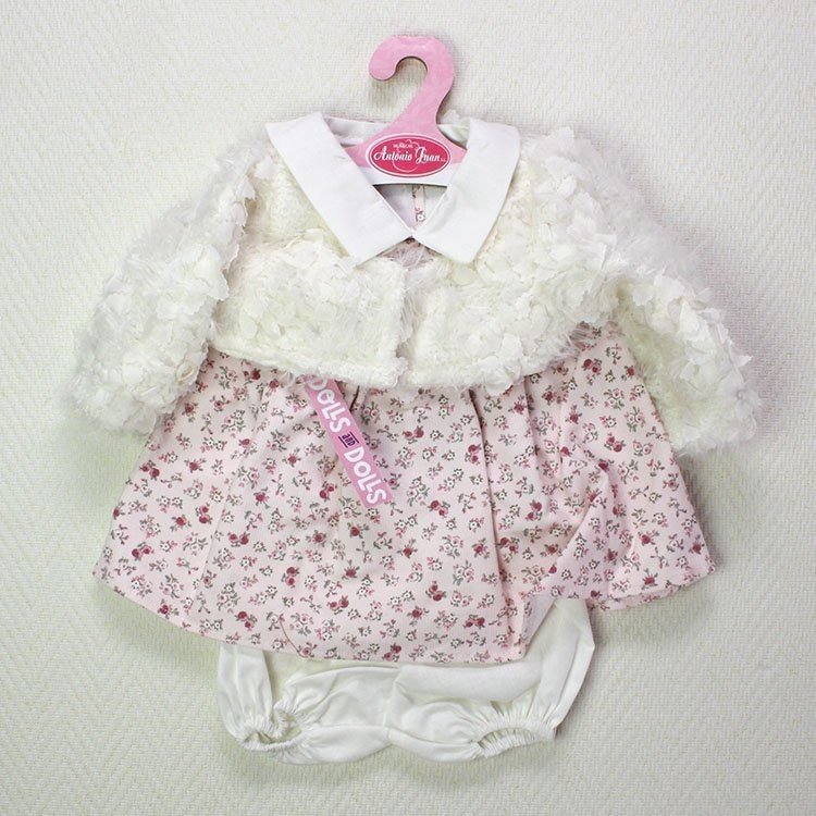 Antonio Juan Puppenoutfit - Rosa Blumenkleid mit beiger Jacke 40-42 cm